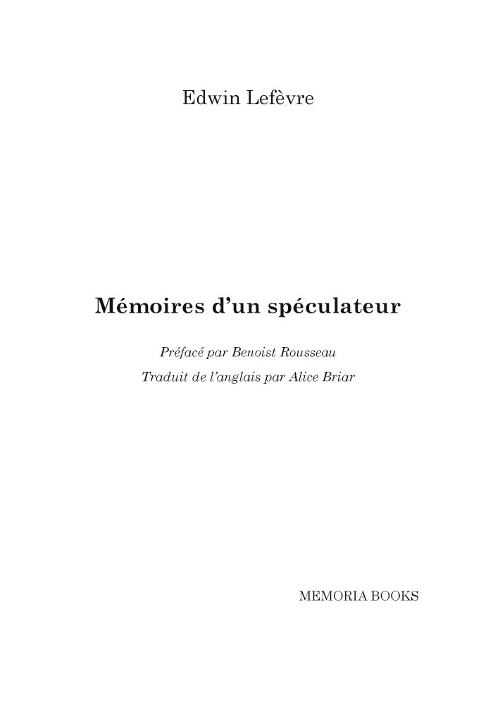 Mémoires d'un spéculateur