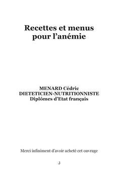 Recettes et menus pour l'anémie