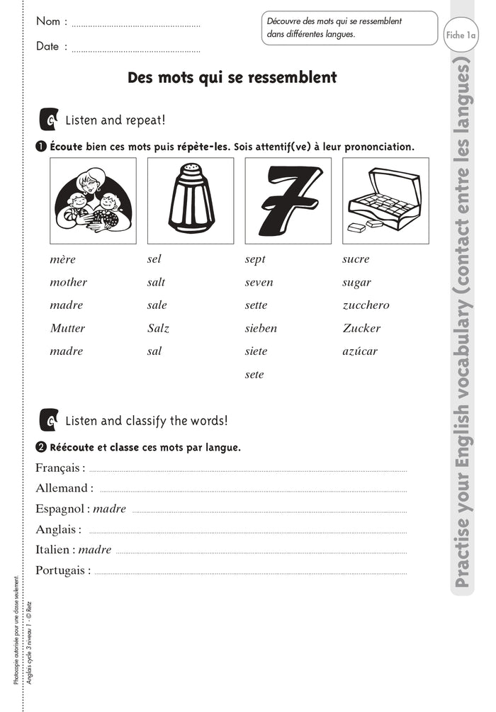 Anglais Cycle 3 Niveau 1