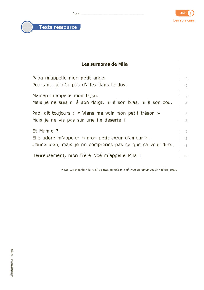 15 défis d'écriture CE1-CE2