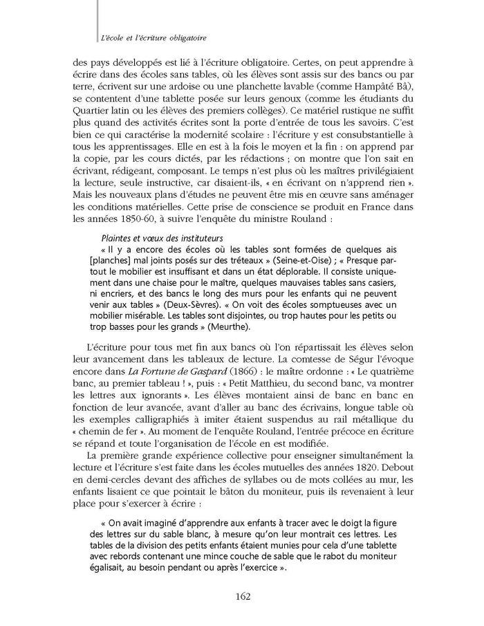 L'école et l'écriture obligatoire