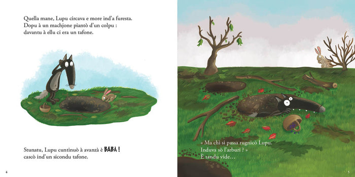 U lupu chi tinia cari l'arburi