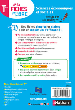 SES (Sciences économiques et sociales) Terminale - Mes fiches pour le BAC Term