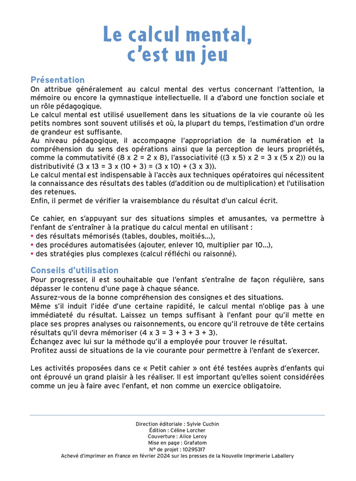 Des jeux pour réussir en calcul mental - 7-9 ans