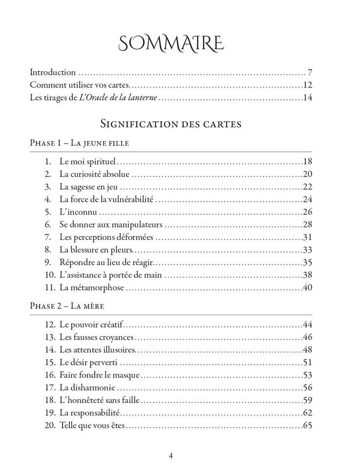 Oracle de la lanterne - Les quatre ages du féminin sacré