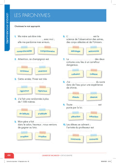 Le cahier de vacances en orthographe