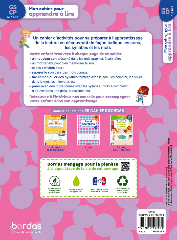 Mon cahier pour apprendre à lire - Découvrir les sons, les syllabes, les mots