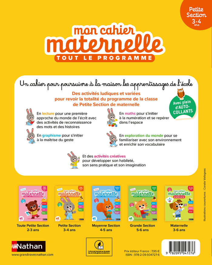 Mon cahier maternelle Petite section 3-4 ans
