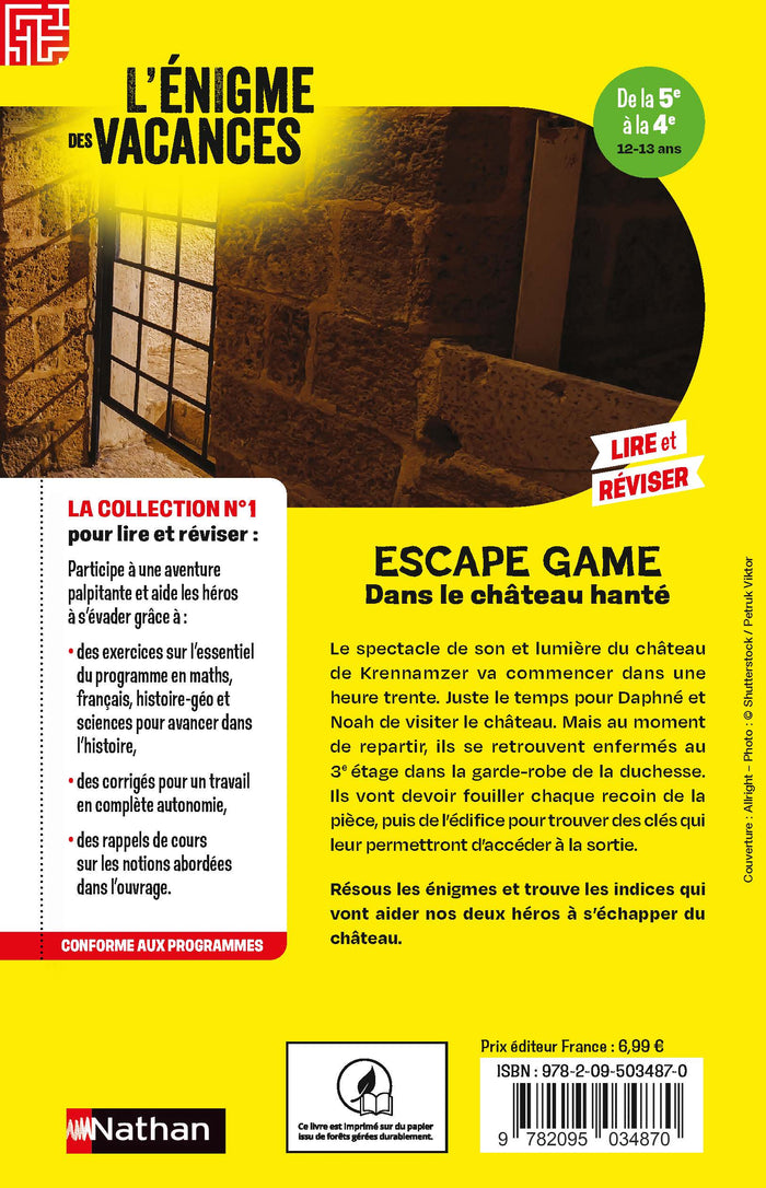 Enigme des vacances Escape game de la 5ème à la 4ème - Dans le château hanté