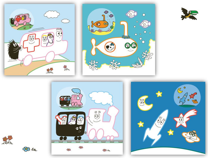 Je colorie sans dépasser avec Barbapapa - Les véhicules