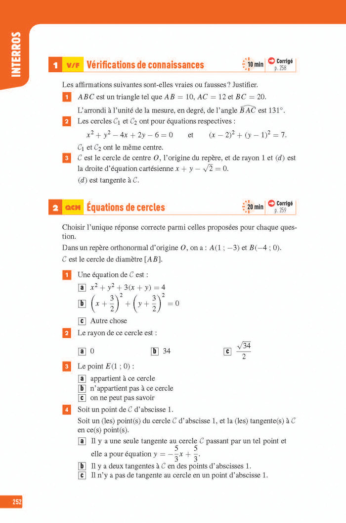 Interros des Lycées Maths 1re