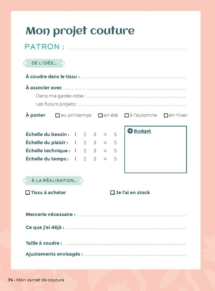 Mon carnet de couture