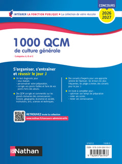 1000 QCM de culture générale (Concours de catégories A, B et C) Concours 2026-2027