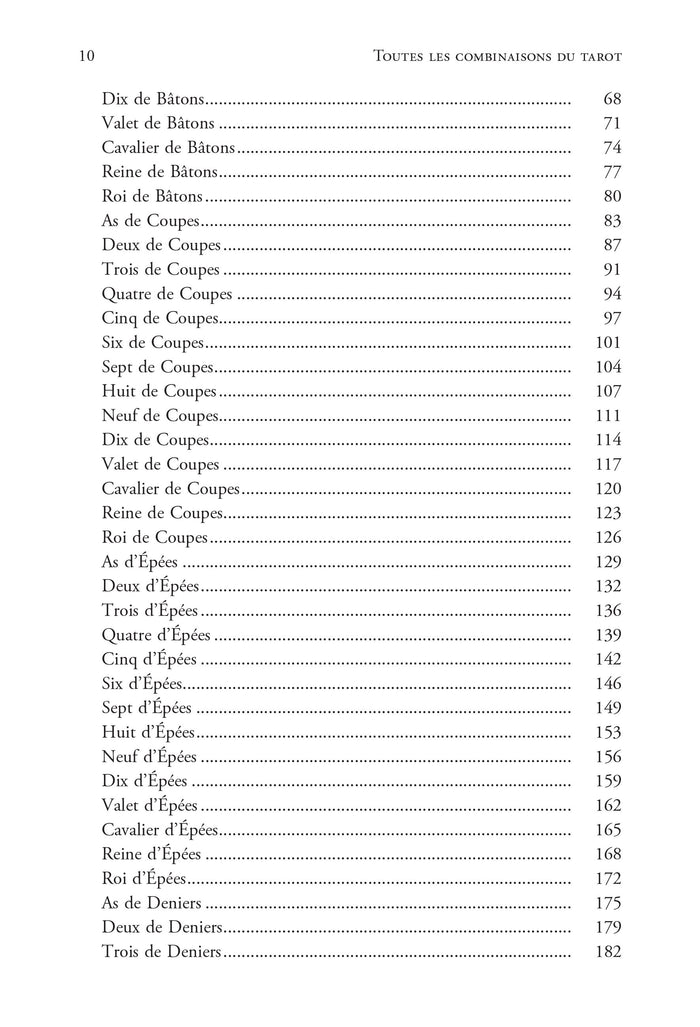 Toutes les combinaisons du Tarot