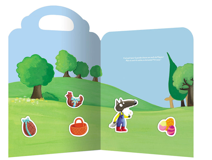 P'tit loup - mes stickers en relief - vive pâques