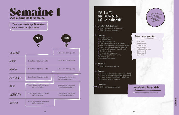 Meal prep pour perdre du gras - Kitchen Thérapie - 15 semaines de menus préparés à l'avance pour maigrir sans régime