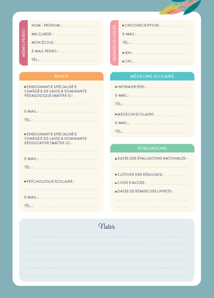 Mon cahier de suivi des élèves - Maternelle Elementaires