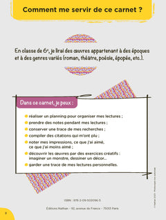 Mon carnet de lecteur 6e à personnaliser