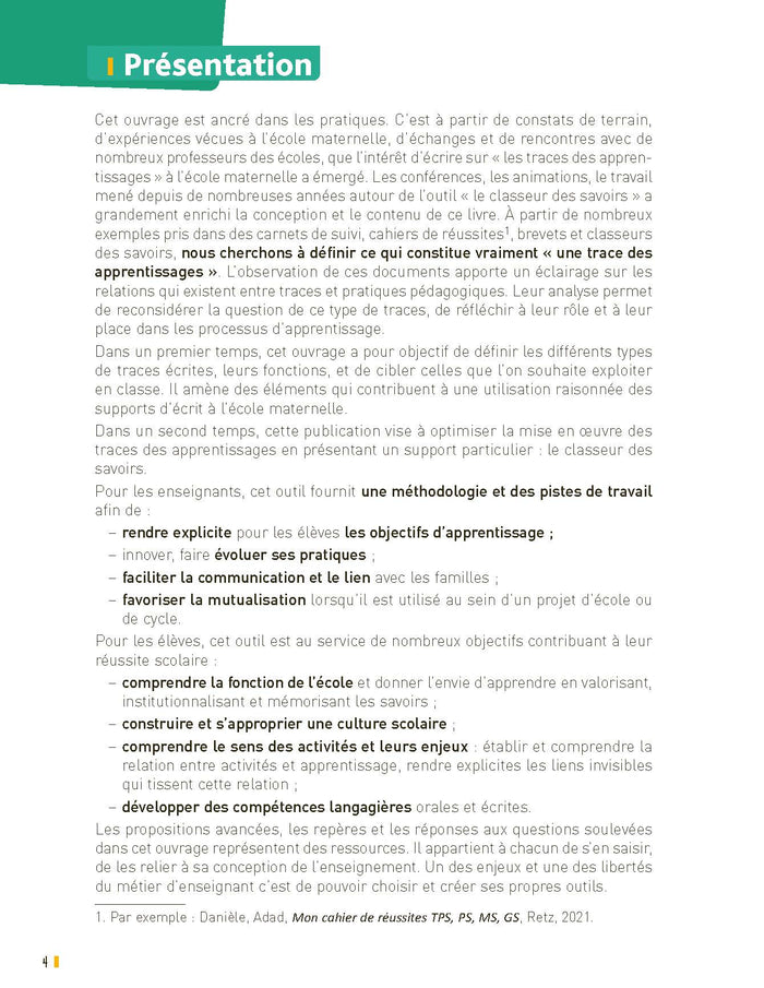 Construire les traces des apprentissages maternelle