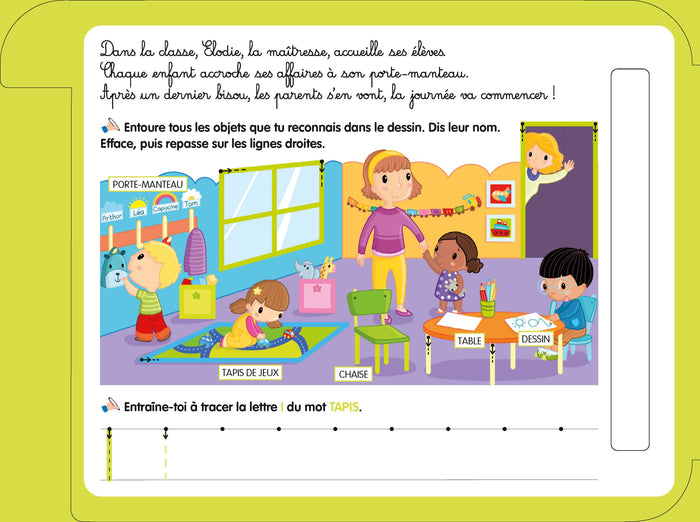 Ma journée à la maternelle graphisme couleurs chiffres