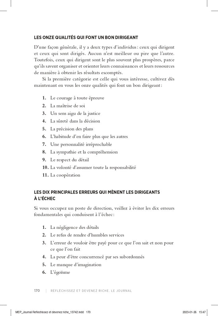 Réfléchissez et devenez riche - Le journal