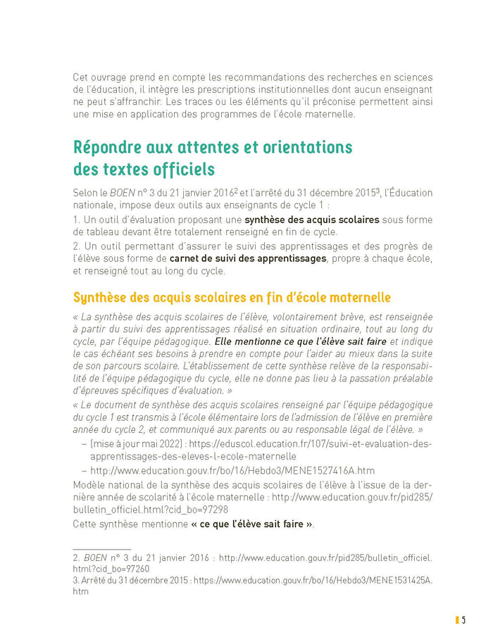 Construire les traces des apprentissages maternelle