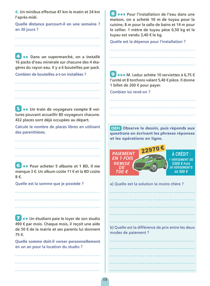 Mon cahier de problèmes de maths CM1