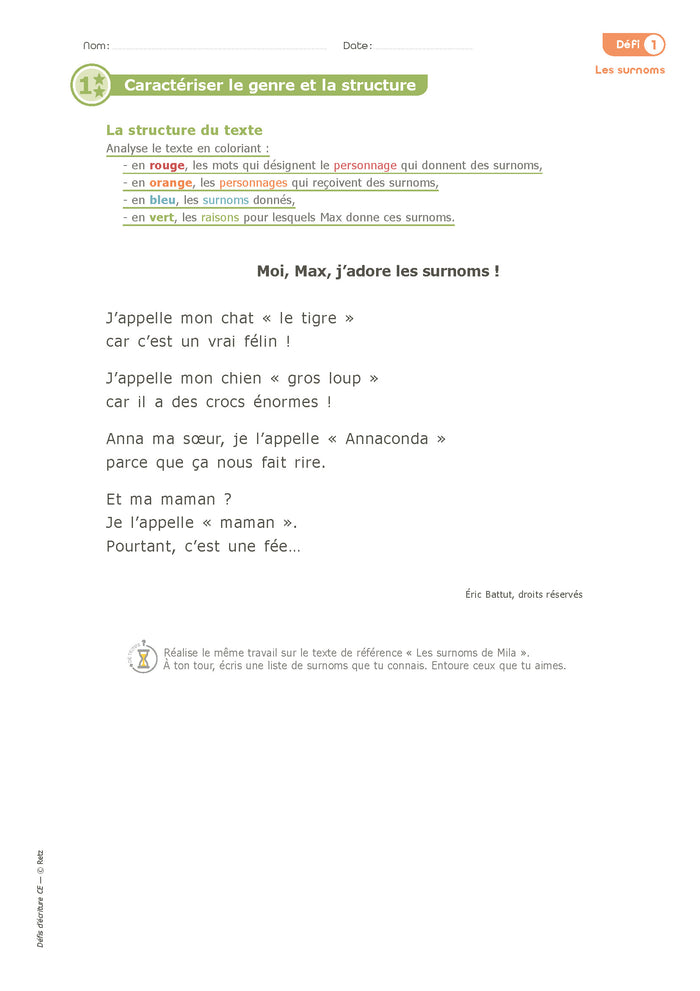 15 défis d'écriture CE1-CE2