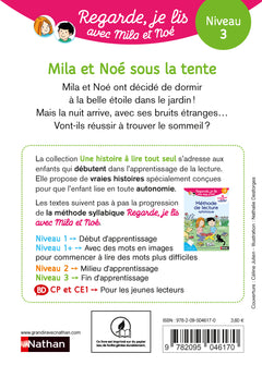 Regarde je lis ! Une histoire à lire tout seul - Mila et Noé sous la tente Niv3