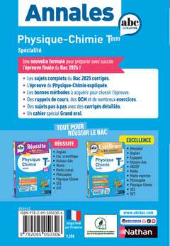 Annales Bac Physique Chimie Term. 2026 - Corrigé