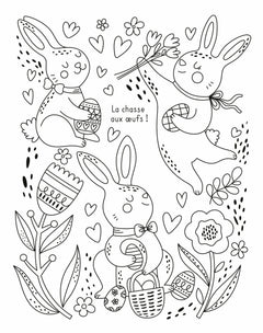 Mes planches d'artiste à colorier - Joyeuses Pâques petits lapins !
