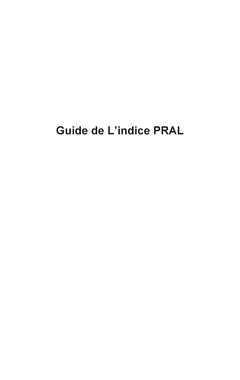 Guide de l'indice Pral (Potential Renal Acid Load)