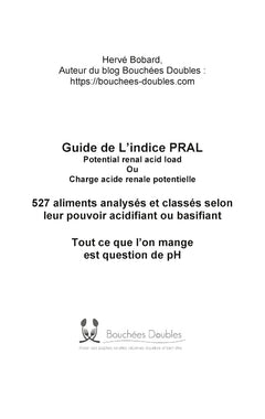Guide de l'indice Pral (Potential Renal Acid Load)