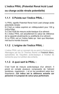 Guide de l'indice Pral (Potential Renal Acid Load)