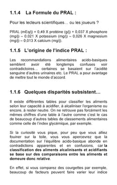 Guide de l'indice Pral (Potential Renal Acid Load)
