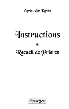 Instructions & Recueil de Prières