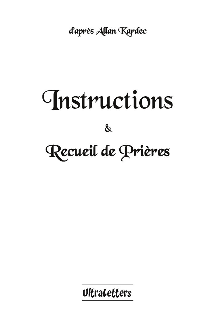 Instructions & Recueil de Prières