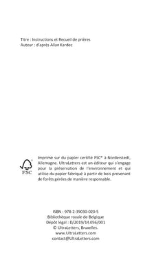 Instructions & Recueil de Prières