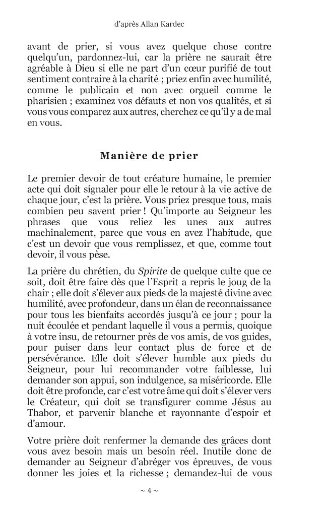 Instructions & Recueil de Prières