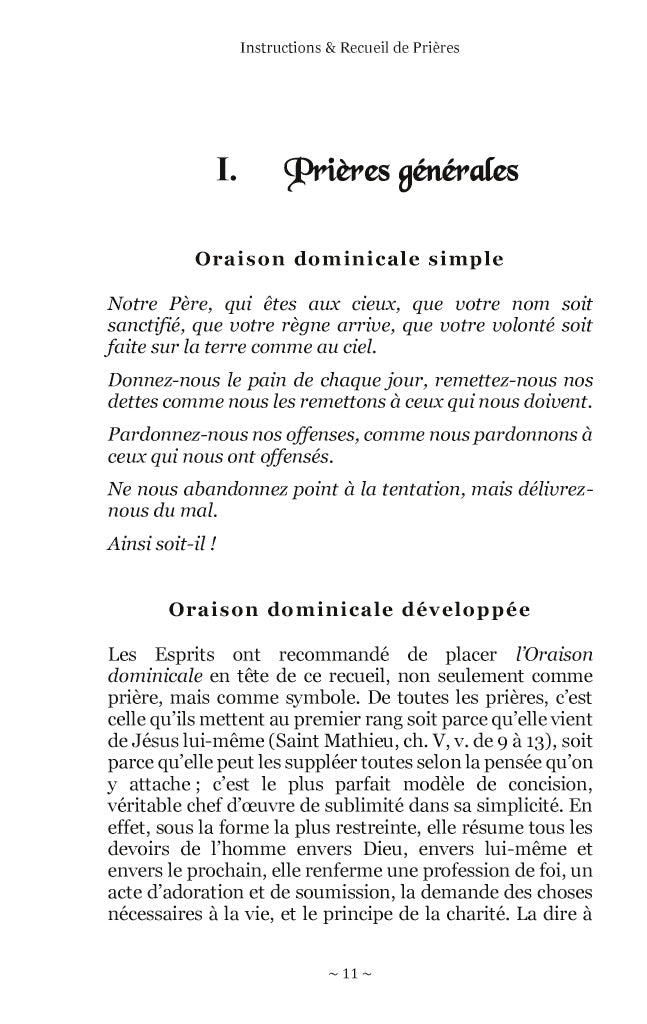 Instructions & Recueil de Prières