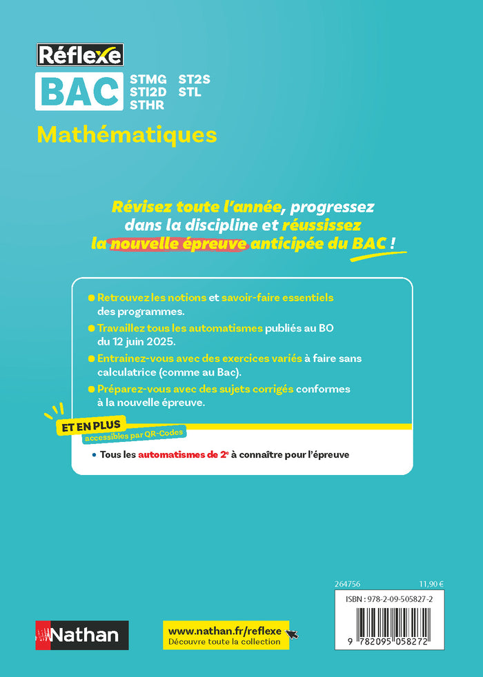 Guide Bac Techno - Mathématiques Enseignement commun Première - Réflexe N°99