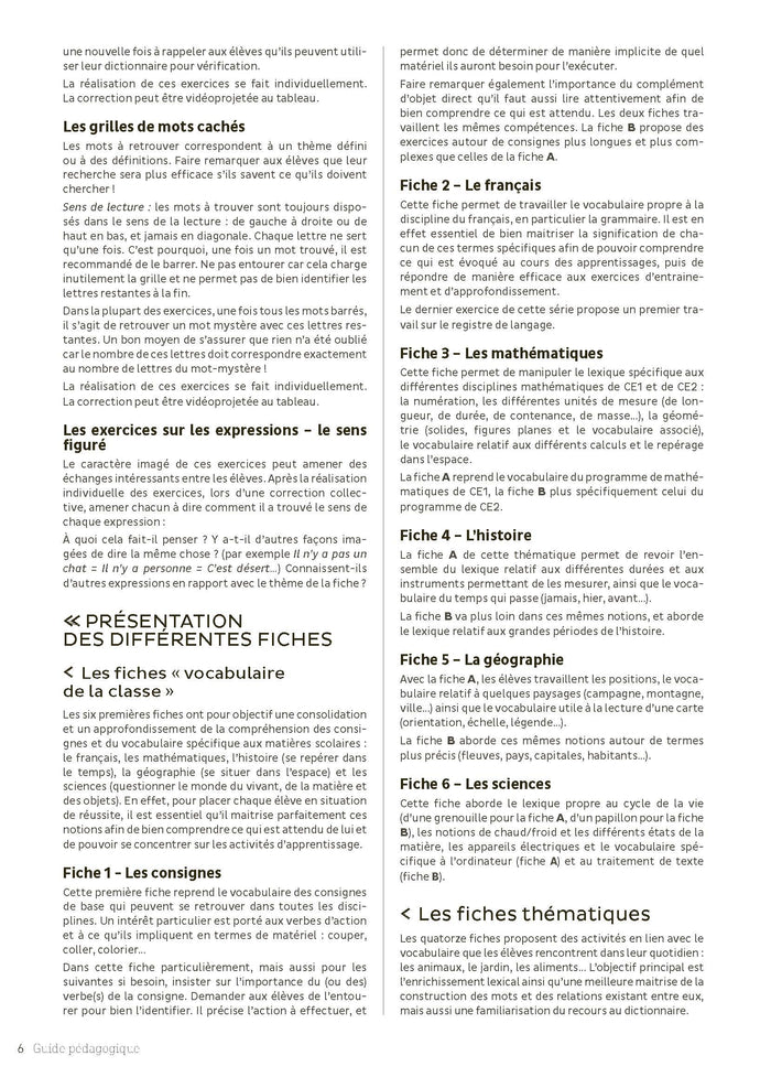 Aider l'élève à acquérir du vocabulaire CE1-CE2