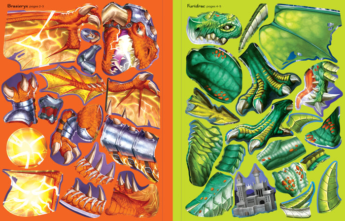 Construis tes dragons et guerriers de fantasie avec des autocollants - Volume combiné