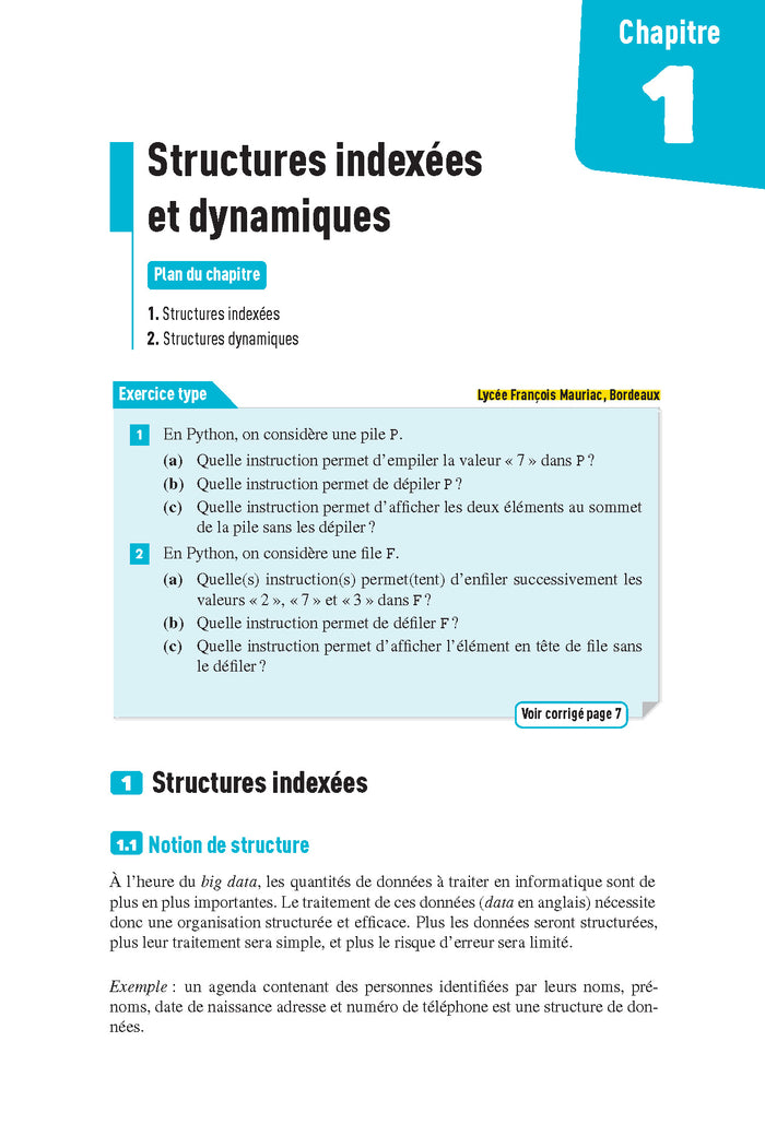 Interros des lycées numérique sciences informatiques - Terminale