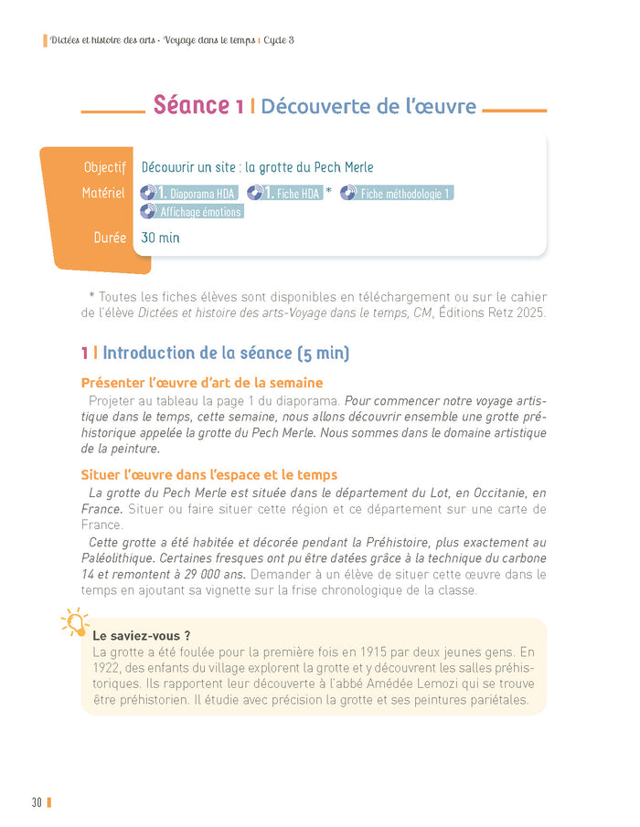 Dictées et histoire des arts CM - Voyage dans le temps - + ressources numériques