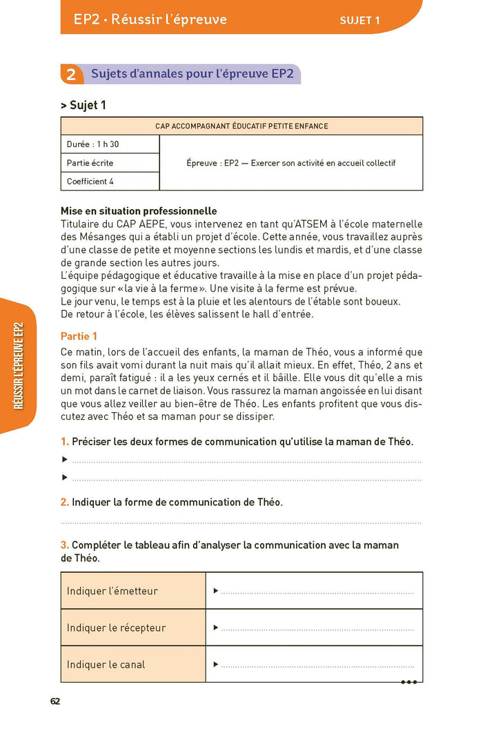 CAP Accompagnant éducatif petite enfance (AEPE) Annales corrigées