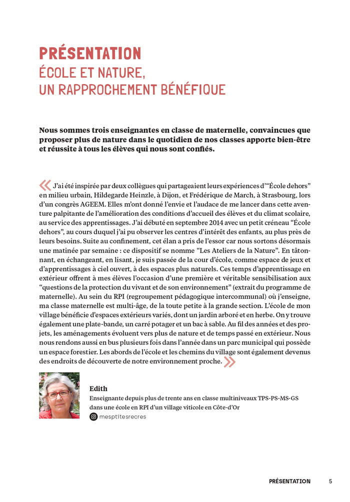 Faire classe dehors Maternelle - 15 p'tits défis et 10 projets