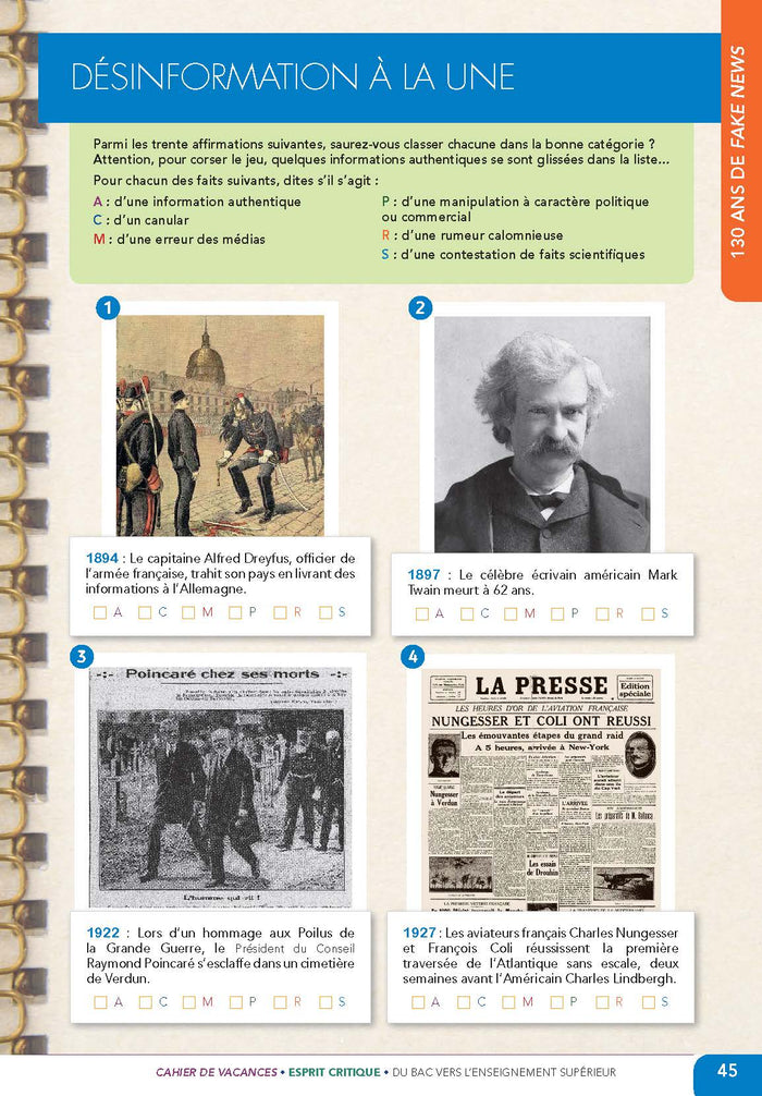 Le cahier de vacances pour développer son esprit critique