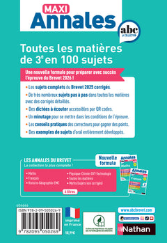 Maxi annales brevet 2026 - Corrigé