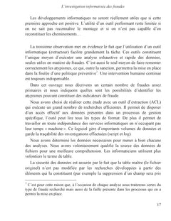 L'investigation informatisée des fraudes